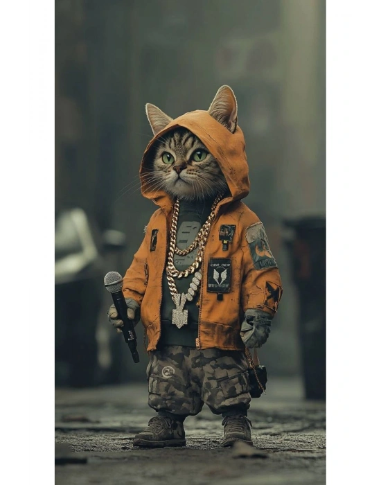 Kedi Kapı Direk Kaplama Folyosu BASKILI STİCKER Sağ-Sol 2 Adet 22*50 CM