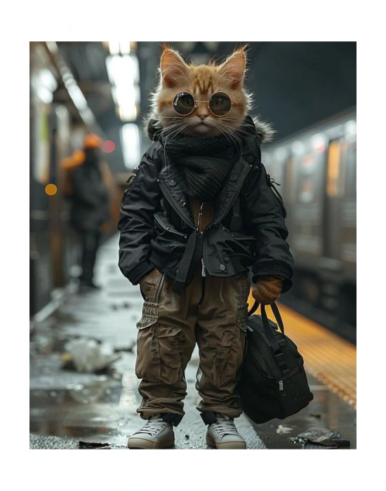 Kedi Kapı Direk Kaplama Folyosu BASKILI STİCKER Sağ-Sol 2 Adet 22*50 CM