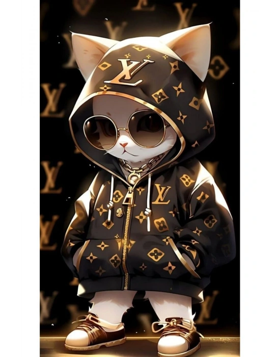 Kedi Kapı Direk Kaplama Folyosu BASKILI STİCKER Sağ-Sol 2 Adet 22*50 CM