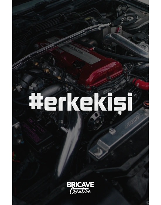 Erkek İşi Yazı JDM Araba-Motosiklet Cam Etiket Sticker 20x4,4cm