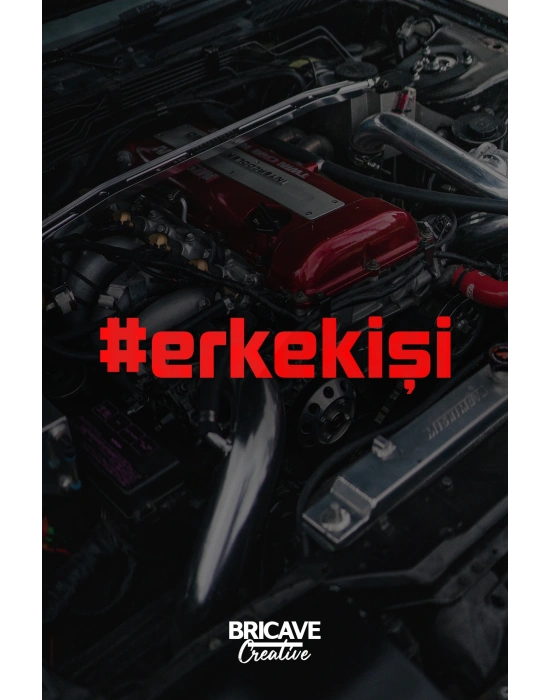 Erkek İşi Yazı JDM Araba-Motosiklet Cam Etiket Sticker 20x4,4cm