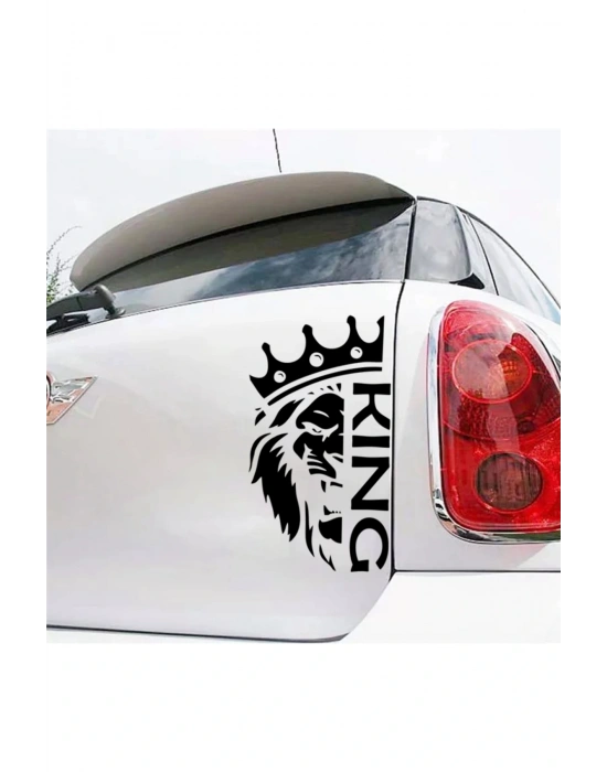 King Araba, Motorsiklet, Kask, Laptop, Cam, Duvar Sticker 25x14 cm
