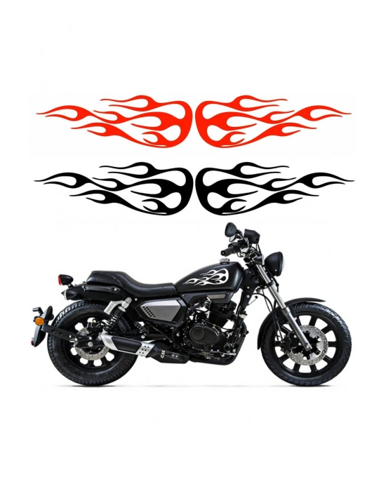 Alevli Sticker Araba, Motorsiklet, Kask, Laptop, Cam Sticker 35,5x13 Cm 2 Adet