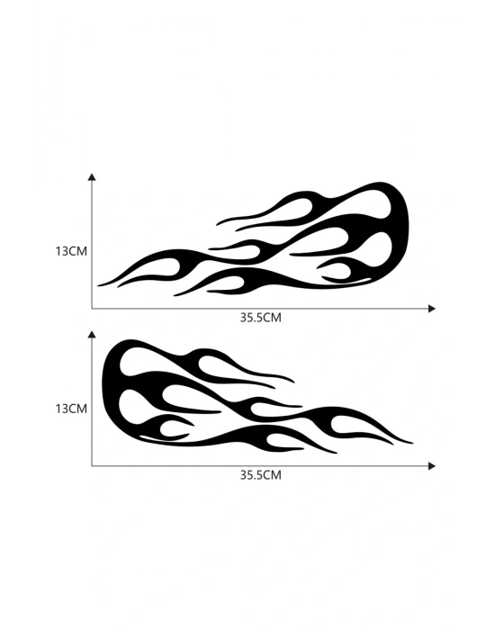 Alevli Sticker Araba, Motorsiklet, Kask, Laptop, Cam Sticker 35,5x13 Cm 2 Adet