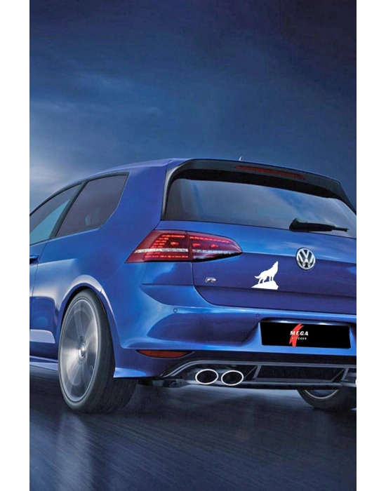 Uluyan Kurt Araba, Motorsiklet, Kask, Laptop, Cam Sticker 14x13 Cm