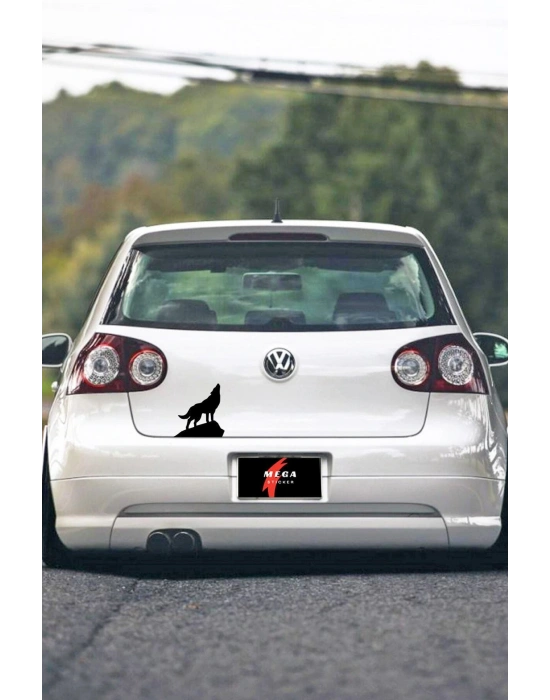 Uluyan Kurt Araba, Motorsiklet, Kask, Laptop, Cam Sticker 14x13 Cm