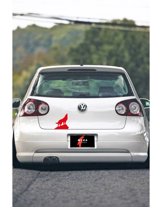 Uluyan Kurt Araba, Motorsiklet, Kask, Laptop, Cam Sticker 14x13 Cm