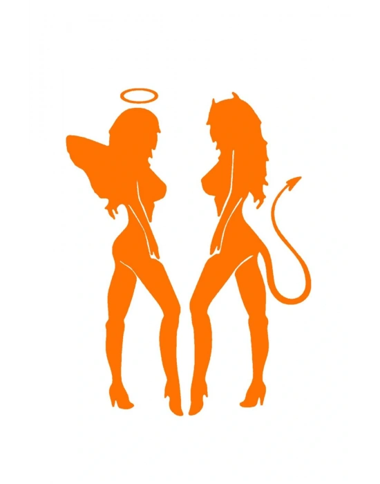 Melek Şeytan Araba, Motorsiklet, Kask, Laptop, Cam Sticker 16x12 Cm