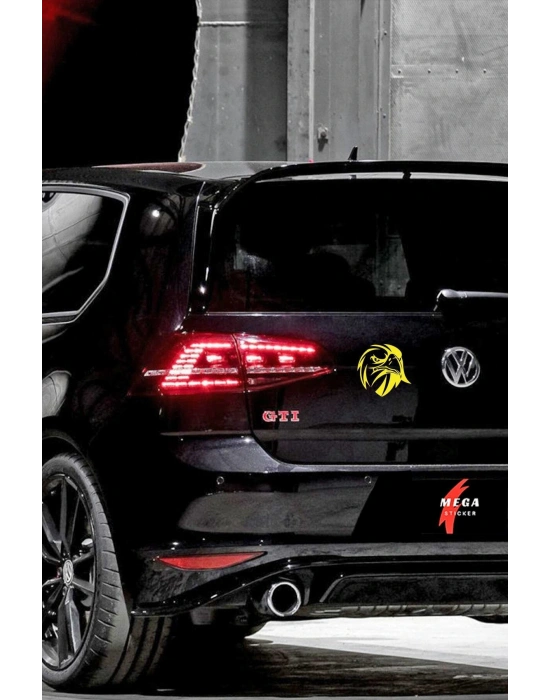 Kızgın Bakışlı Kartal Araba, Motorsiklet, Kask, Laptop, Cam Sticker 13x12 Cm