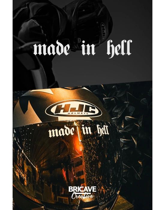 Made in Hell Yazı JDM Motosiklet Kask Etiket Sticker 10x2cm