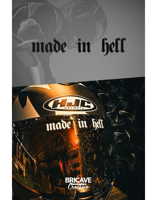Made in Hell Yazı JDM Motosiklet Kask Etiket Sticker 10x2cm