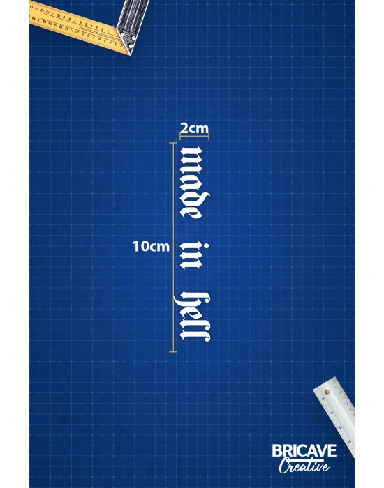 Made in Hell Yazı JDM Motosiklet Kask Etiket Sticker 10x2cm