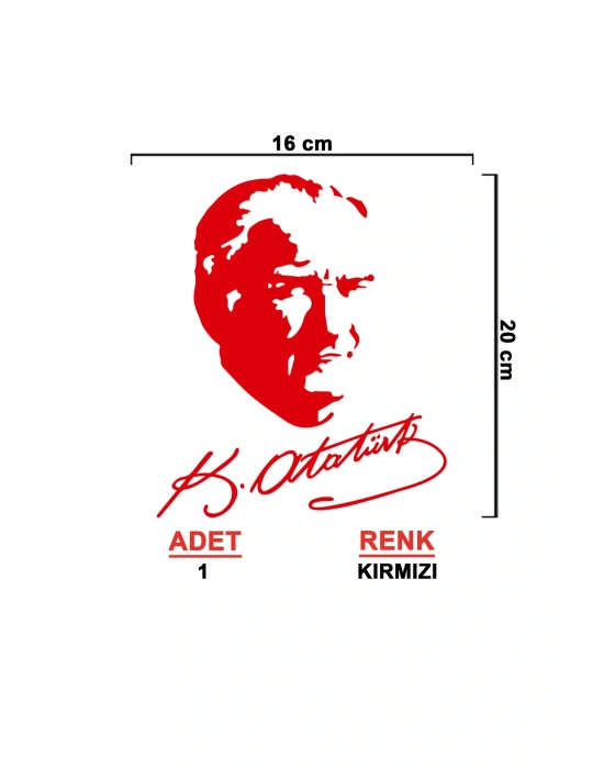 Atatürk Imza Sticker - Atatürk Sticker - Oto Sticker - Araba Sticker - Araç Sticker - 16cm X 20cm
