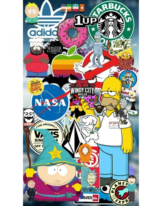 Araba Kapı Direk Kaplama Folyosu karışık çizgi dizi karakterleri