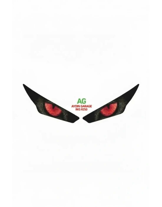 RKS R250 2023 UYUMLU FAR STİCKER KIRMIZI GÖZ