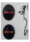 HONDA PCX UYUMLU KORUMA TAKOZ 1 (4X4) İKİLİ DAMLA ETİKET ZİYAH ZEMİN KIRMIZI YAZI
