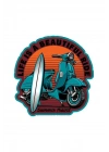 Mavi Vespa Araba, Motorsiklet, Kask, Laptop,cam Sticker 12x12 Cm