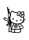 Hello Kitty With Gun Araba Oto Arma Duvar Ev Dekoratif Çıkartma Sticker 20 cm