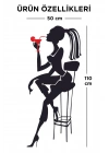 Bar Taburesi Ve Kadın Silüet Dekoratif Dekoratif Duvar Sticker - Duvar Dekoru - Duvar Süsü