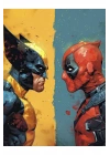 Wolverine ve Deadpool Kapı Direk Kaplama Folyosu BASKILI STİCKER Sağ-Sol 2 Adet 22*50 CM