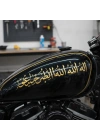 Gold Kelime-i Tevhid Motor Tank Sticker | Premium Kesim Folyo Motosiklet Dekor 30x7 cm