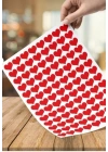 110 Adet 2 Cm Yapışkanlı Kalp Şekilli Kırmızı Sticker Etiket