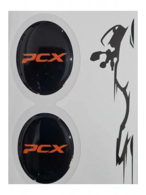 HONDA PCX UYUMLU KORUMA TAKOZ 1 (4X4) İKİLİ DAMLA ETİKET ZİYAH ZEMİN KIRMIZI YAZI