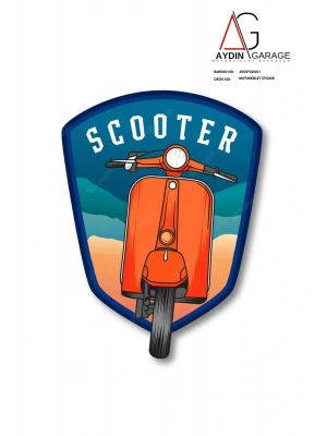 Scooter Vespa Oto Sticker, Motorsiklet, Laptop, Kask, Araba Sticker 14x11 Cm