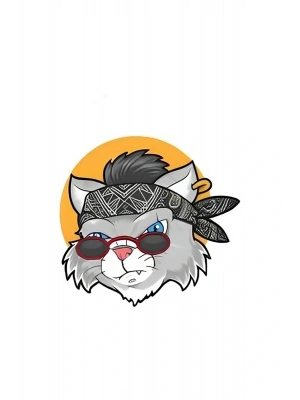 Bandanalı Kedi Sticker 00247 14 x 13 cm Renkli