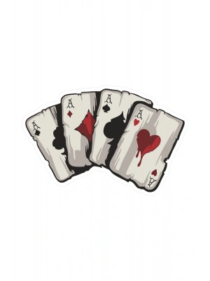 13 x 8,5 cm Poker Kağıdı Full As Sticker Motor Araba Kask Laptop Sticker