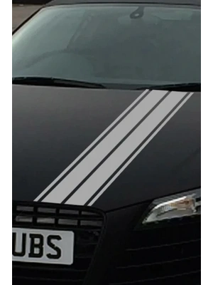 Çift Şerit Araba Kaput Sticker - Oto Sticker - 120x15cm