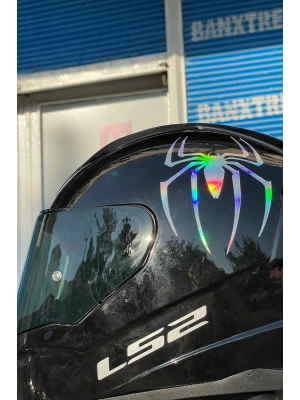 Motor-Araba-Kask için Hologramlı Renk Değiştiren Örümcek Sticker Etiket 14CMx9CM (1 Adet)