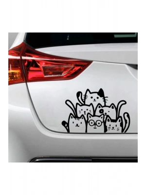 Siyah Kediler Araba Stickerı - Siyah Kediler Araba Çıkartması