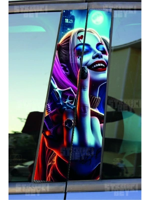 HARLEY QUİNN Kapı Direk Kaplama Folyosu BASKILI STİCKER Sağ-Sol 2 Adet 22*50 CM