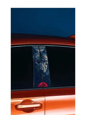 Araç Kapı Direk Kaplama Folyosu Kurt Desenli (SAĞ SOL TAKIM) (2 ADET) - 22x50 C