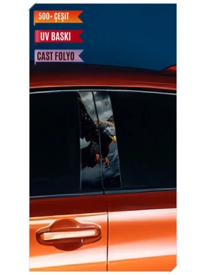 Araç Kapı Direk Kaplama Folyosu Kartal Desenli (Sağ Sol Takım) (2 Adet) - 22x50 Cm