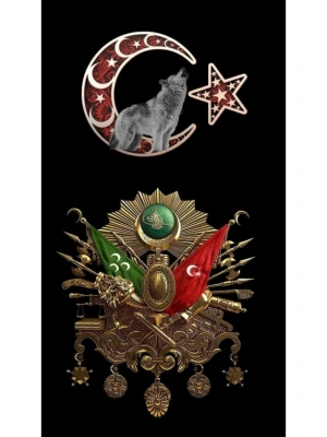 Araba Kapı Direk Kaplama Folyosu oslamanlı tuğrası ve kurt