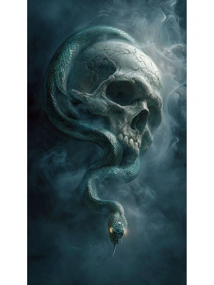 Yılan ve Kuru Kafa Kapı Direk Kaplama Folyosu BASKILI STİCKER Sağ-Sol 2 Adet 22*50 CM