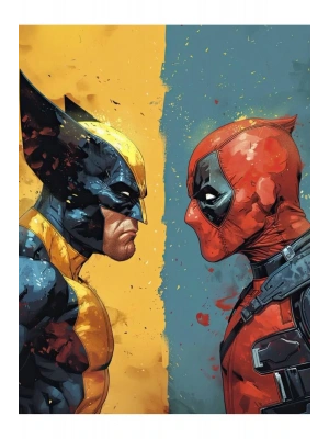Wolverine ve Deadpool Kapı Direk Kaplama Folyosu BASKILI STİCKER Sağ-Sol 2 Adet 22*50 CM