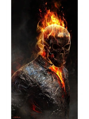 Ghost-Rider Kapı Direk Kaplama Folyosu BASKILI STİCKER Sağ-Sol 2 Adet 22*50 CM