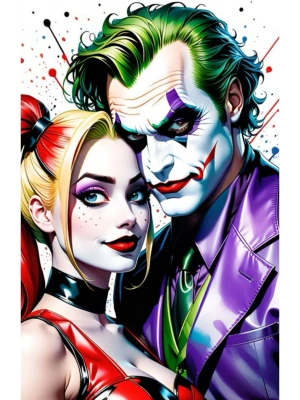 Joker ve Harley Quinn Kapı Direk Kaplama Folyosu BASKILI STİCKER Sağ-Sol 2 Adet 22*50 CM