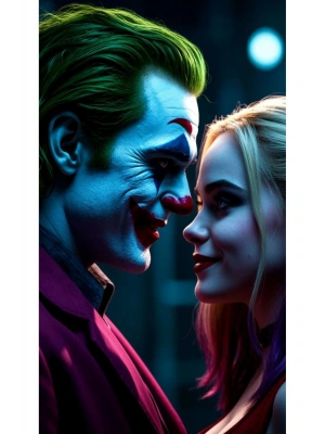 Joker ve Harley Quinn Kapı Direk Kaplama Folyosu BASKILI STİCKER Sağ-Sol 2 Adet 22*50 CM