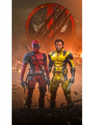 Deadpool ve Wolverine Kapı Direk Kaplama Folyosu BASKILI STİCKER Sağ-Sol 2 Adet 22*50 CM