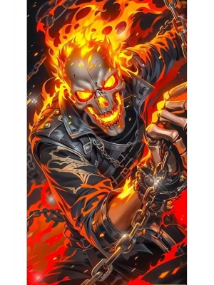 Ghost-Rider Kapı Direk Kaplama Folyosu BASKILI STİCKER Sağ-Sol 2 Adet 22*50 CM