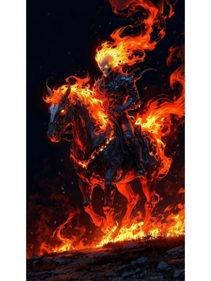 Ghost-Rider Kapı Direk Kaplama Folyosu BASKILI STİCKER Sağ-Sol 2 Adet 22*50 CM