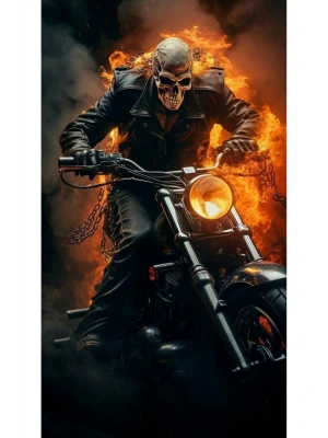 Ghost-Rider Kapı Direk Kaplama Folyosu BASKILI STİCKER Sağ-Sol 2 Adet 22*50 CM