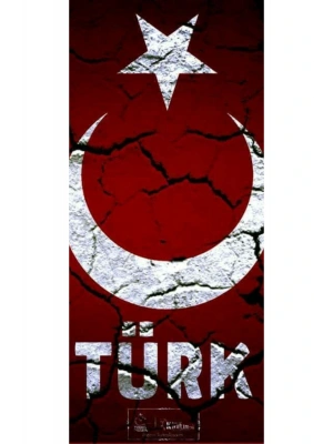 Kurt ve Türk Bayrağı Kapı Direk Kaplama Folyosu BASKILI STİCKER Sağ-Sol 2 Adet 22*50 CM