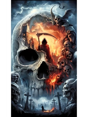 Kuru Kafa ve Azrail Kapı Direk Kaplama Folyosu BASKILI STİCKER Sağ-Sol 2 Adet 22*50 CM