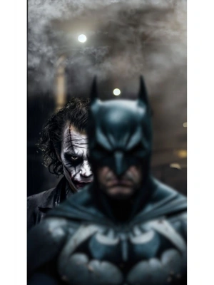 Batman ve Joker Kapı Direk Kaplama Folyosu BASKILI STİCKER Sağ-Sol 2 Adet 22*50 CM