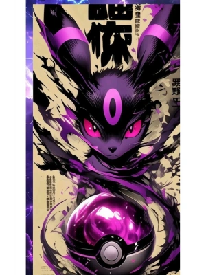 Umbreon Kapı Direk Kaplama Folyosu BASKILI STİCKER Sağ-Sol 2 Adet 22*50 CM